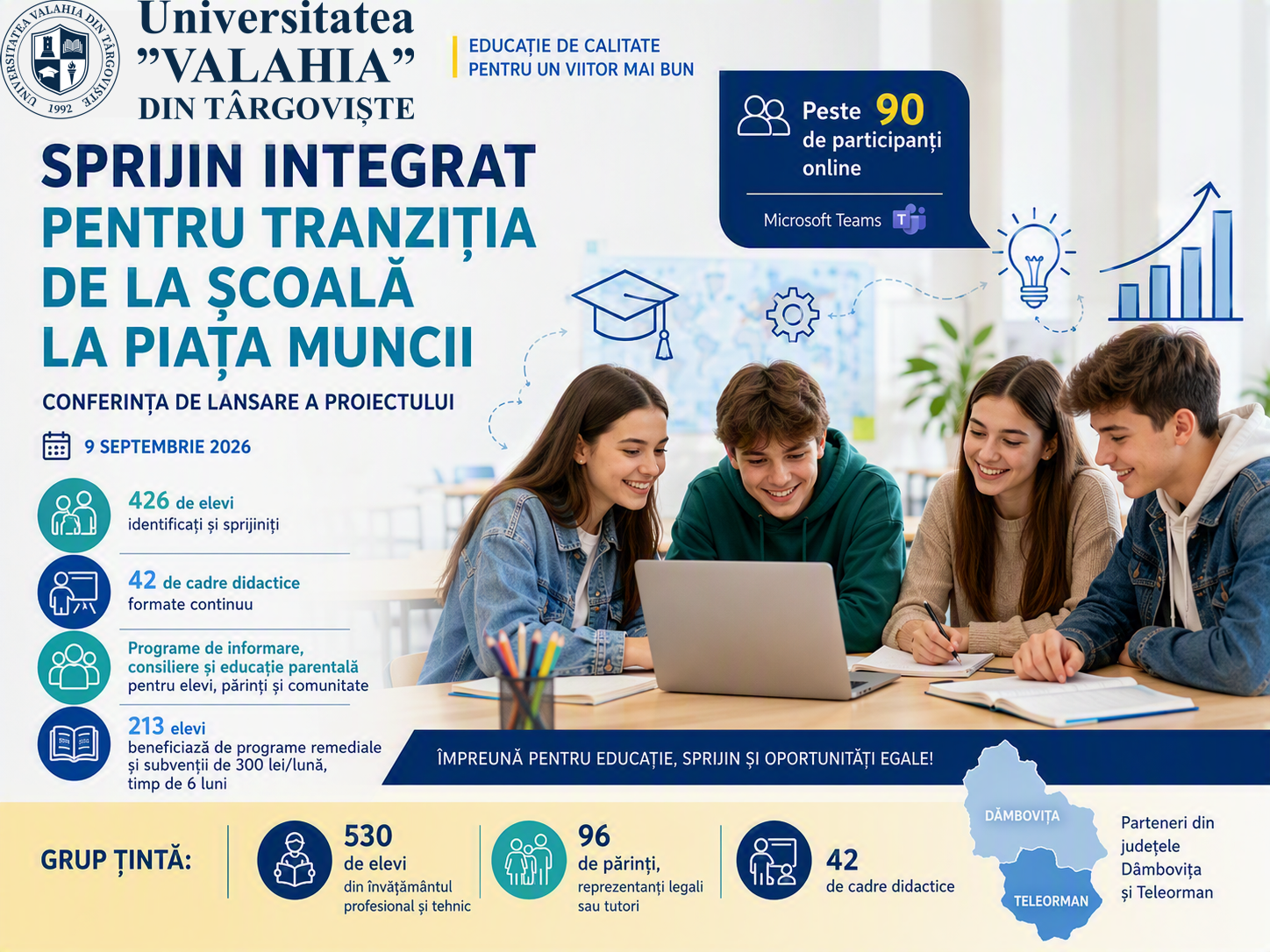 Peste 90 de participanți la conferința de lansare a proiectului „Sprijin integrat pentru tranziția de la școală la piața muncii”